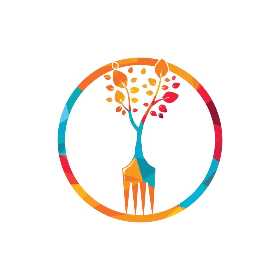 création de logo vectoriel arbre fourche. concept de logo de restaurant et d'agriculture.