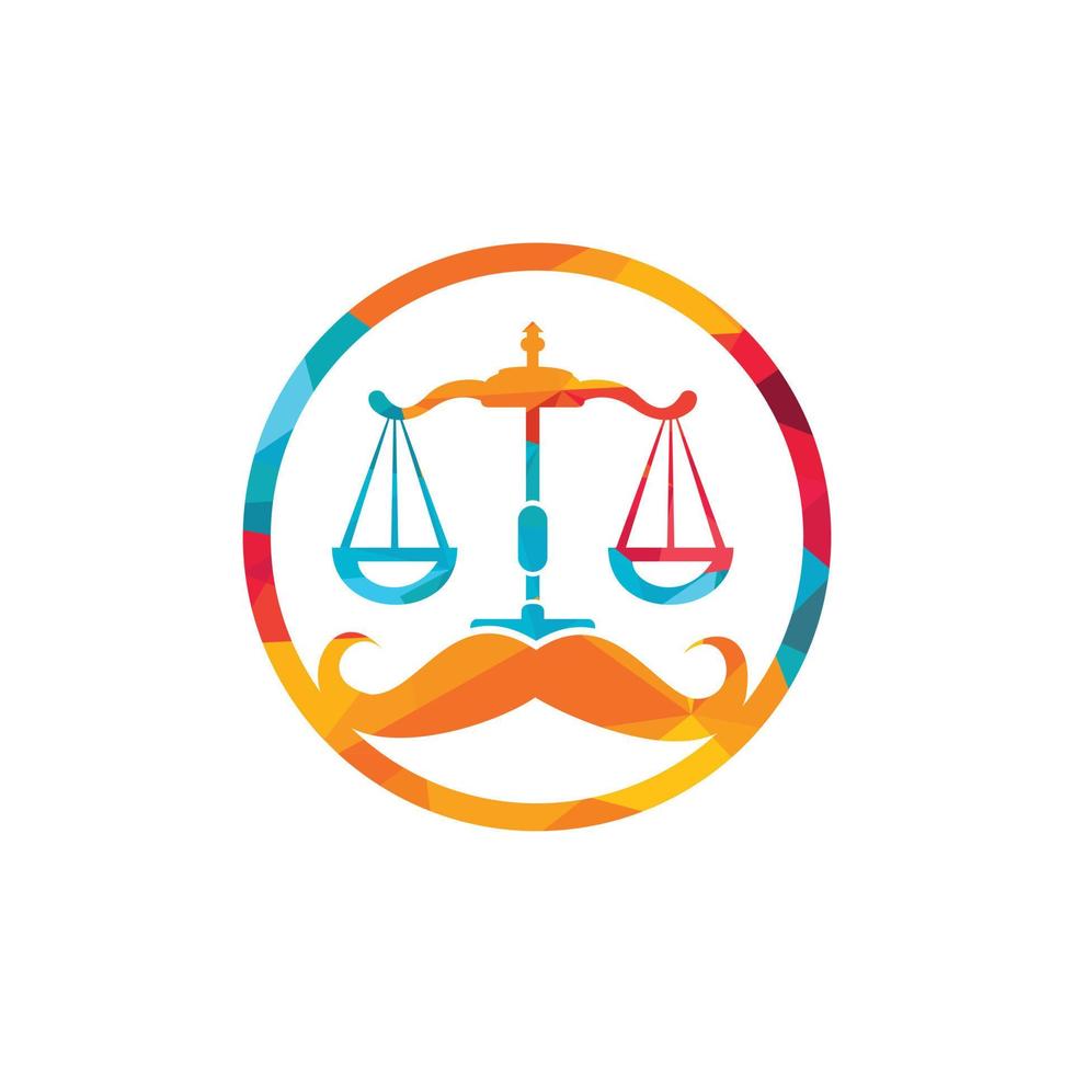 concept de conception de logo vectoriel droit fort. conception de vecteur d'icône d'échelle et de moustache.