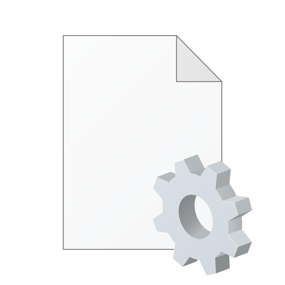 icône de document d'ordinateur de fichier avec icône de paramètres icône d'engrenage ou instruction vecteur