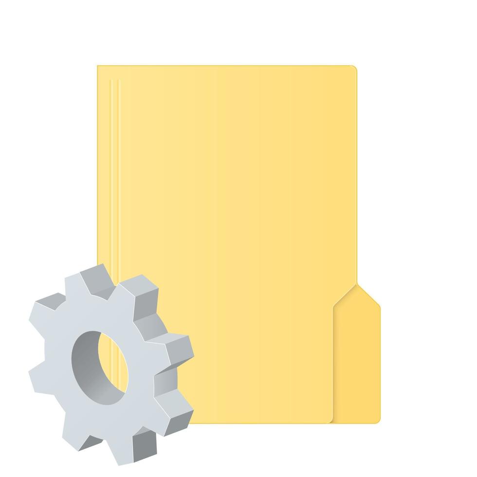 icône de dossier d'ordinateur de fichier avec icône de paramètres d'icône d'engrenage ou instruction vecteur
