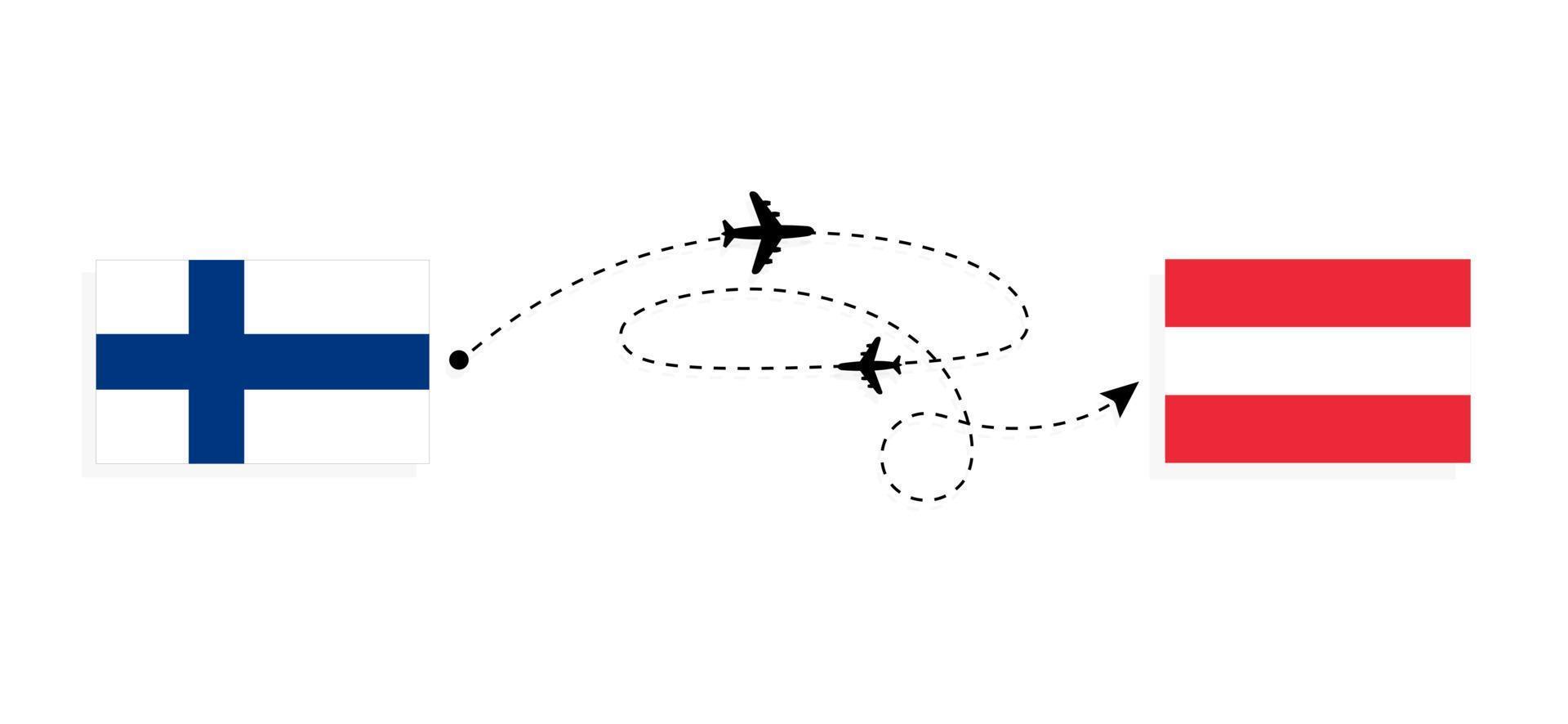 vol et voyage de la finlande à l'autriche par concept de voyage en avion de passagers vecteur