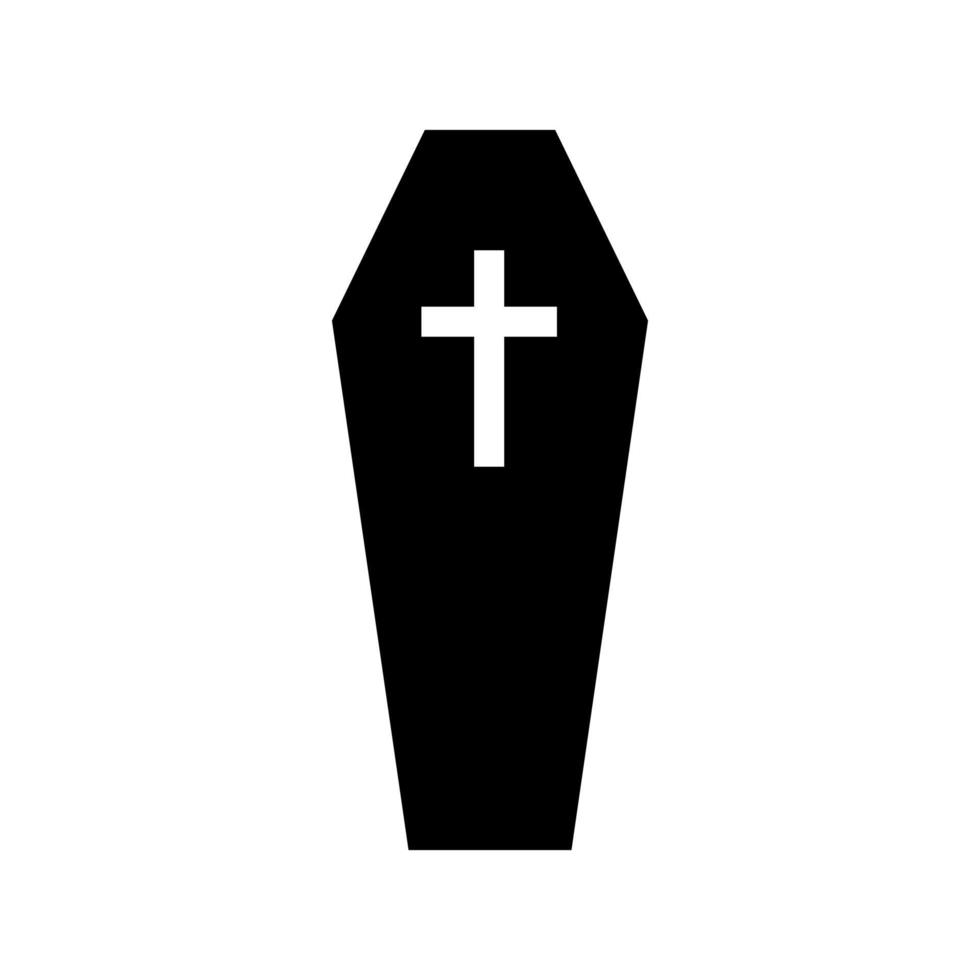 cercueil noir avec silhouette croisée. boîte en bois sombre pour l'enterrement des morts. récipient effrayant pour le repos et le sommeil vecteur vampire
