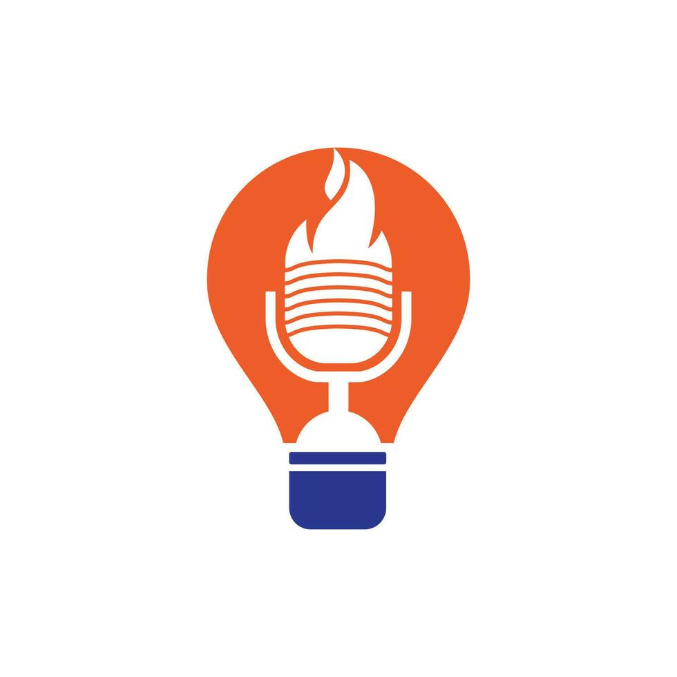 modèle de conception de logo de podcast de feu. concept de logo vectoriel de podcast créatif.