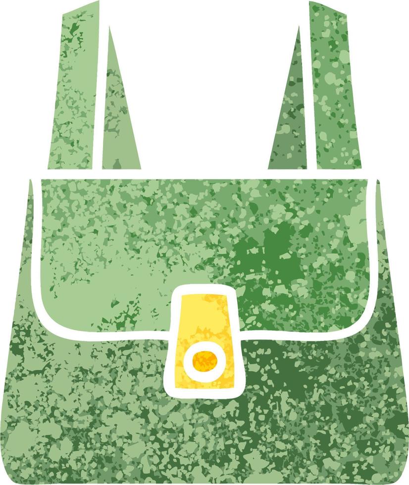 sac vert de dessin animé de style illustration rétro vecteur