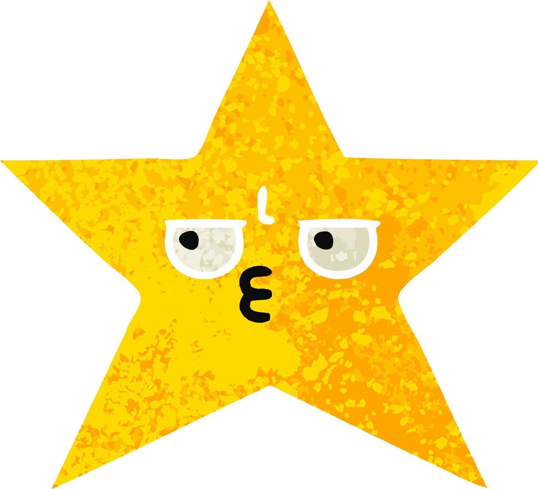 étoile d'or de dessin animé de style illustration rétro vecteur