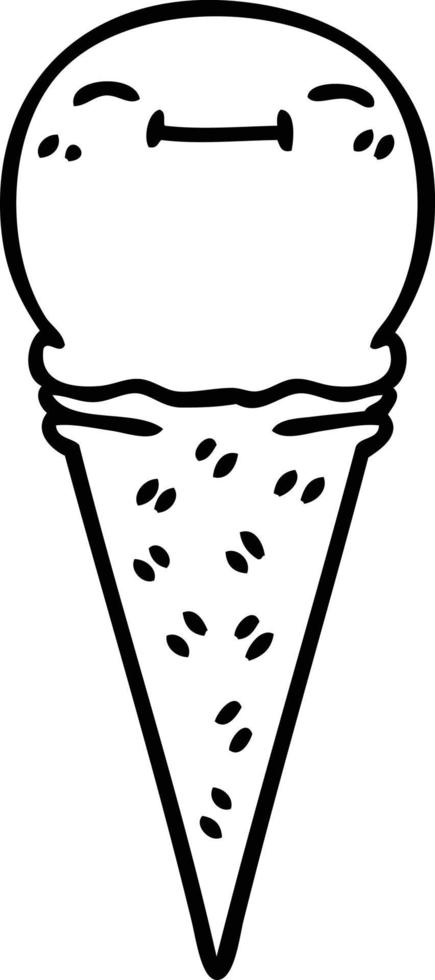 dessin au trait original dessin animé heureux crème glacée vecteur