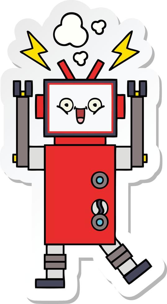 autocollant d'un robot de dessin animé mignon vecteur