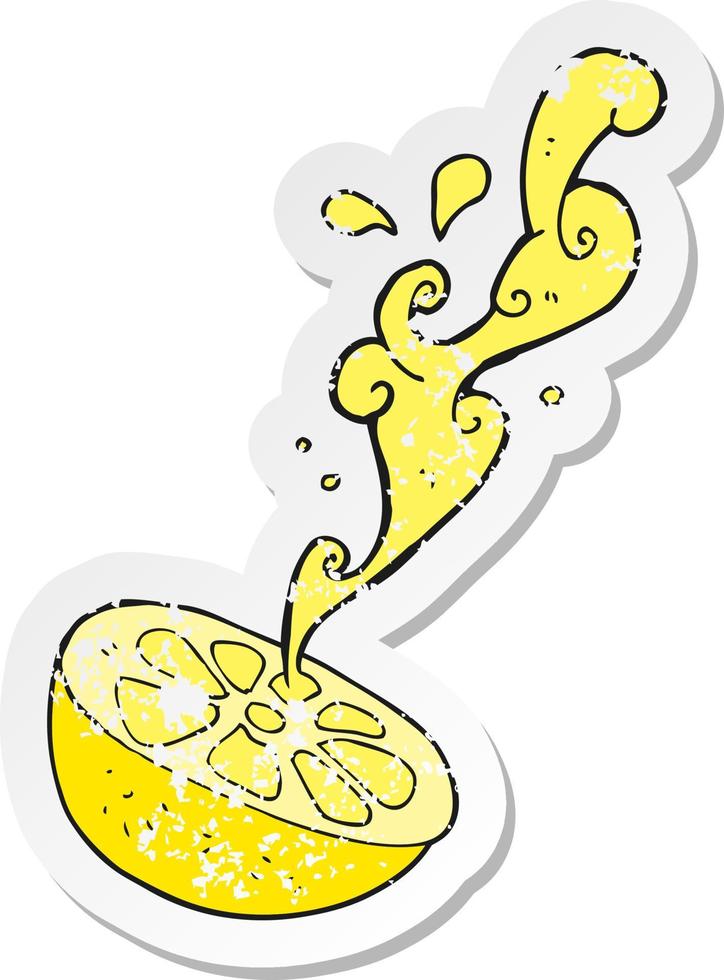 autocollant rétro en détresse d'un citron de dessin animé vecteur