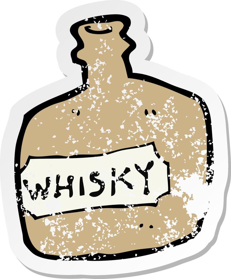 autocollant rétro en détresse d'un pot de whisky de dessin animé vecteur