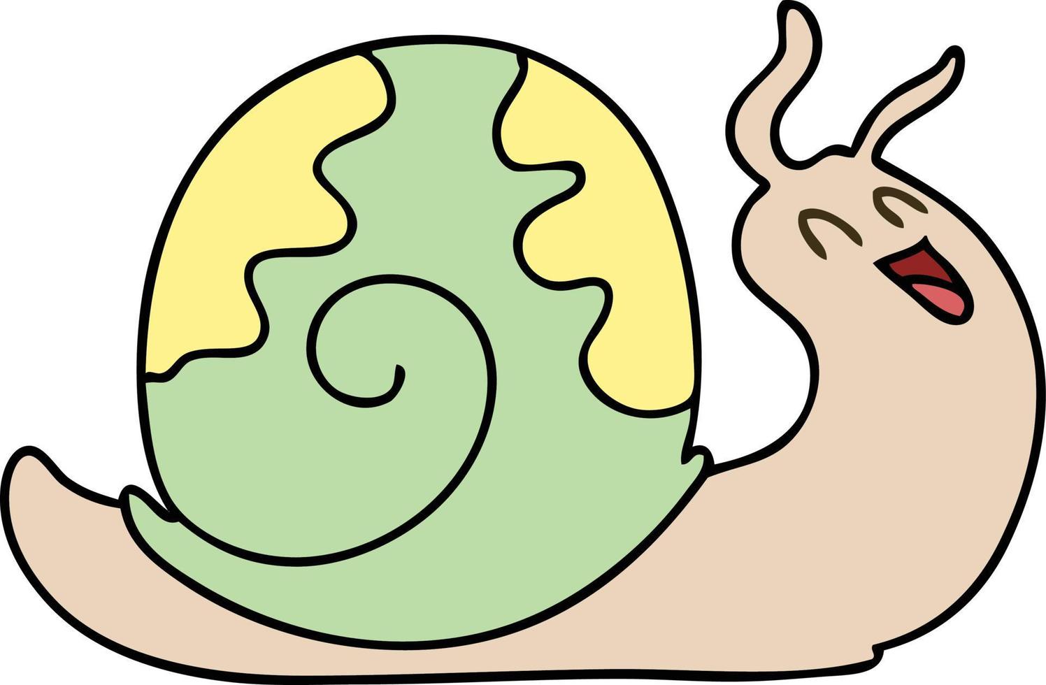 escargot de dessin animé dessiné à la main excentrique vecteur