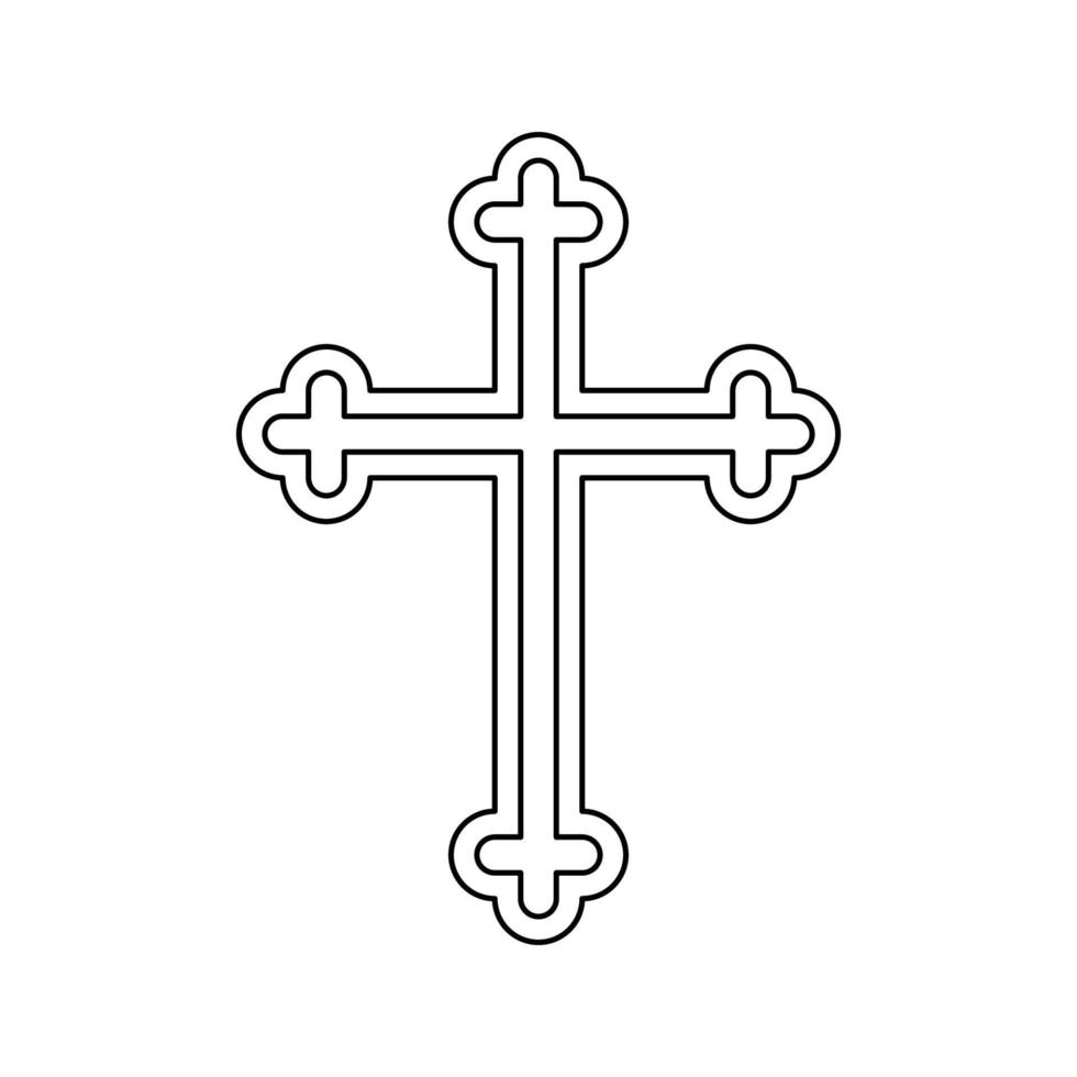 Coloriage avec croix chrétienne pour les enfants vecteur