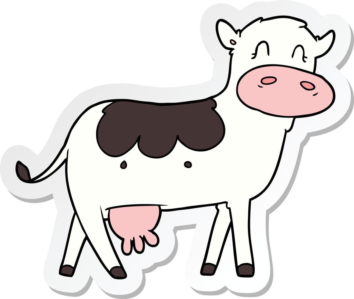 autocollant d'une vache laitière de dessin animé vecteur