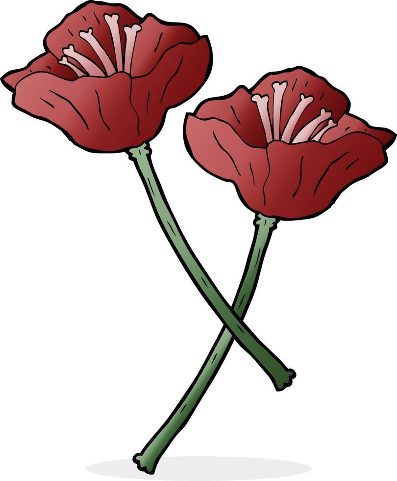 dessin animé jolies fleurs de tulipes vecteur