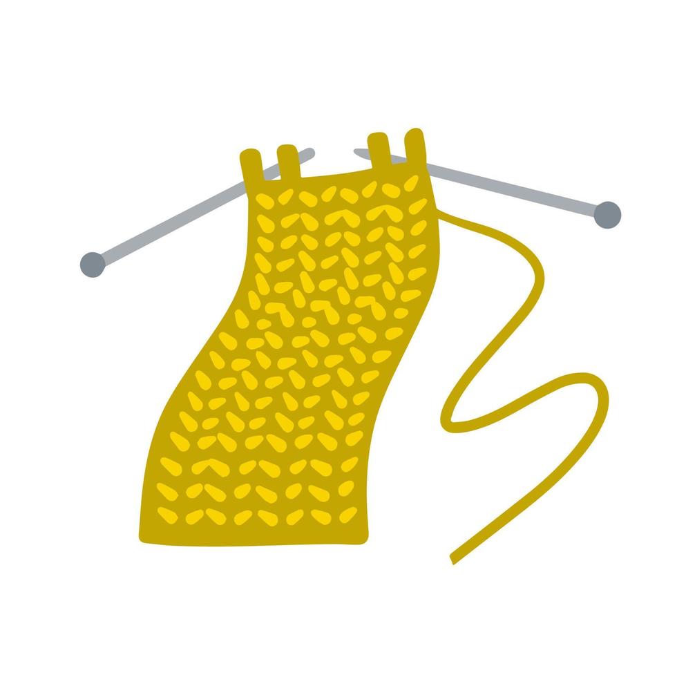 tricot. passe-temps fait à la main. fils de laine et fil rouge. illustration de dessin animé plat isolé sur blanc vecteur