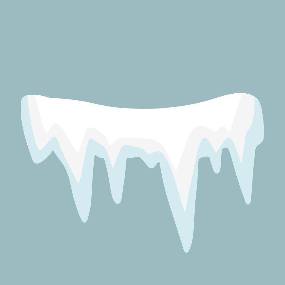 stalactite. glace et neige blanche. décoration d'hiver pour le fond de noël. saison froide. illustration de dessin animé plat vecteur