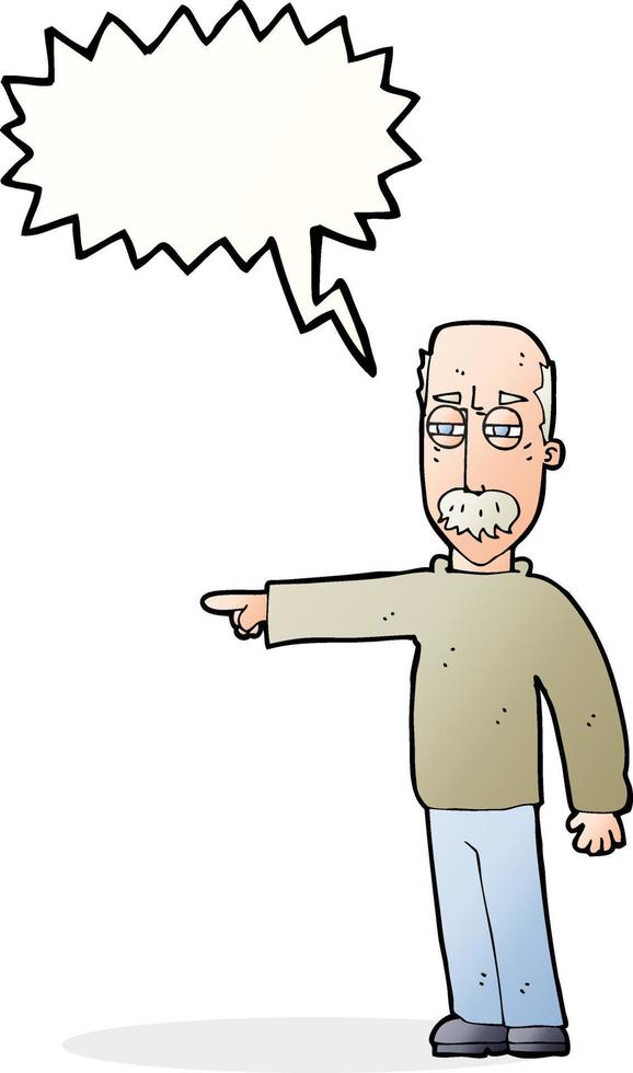 dessin animé vieil homme gesticulant sortir avec bulle de dialogue vecteur