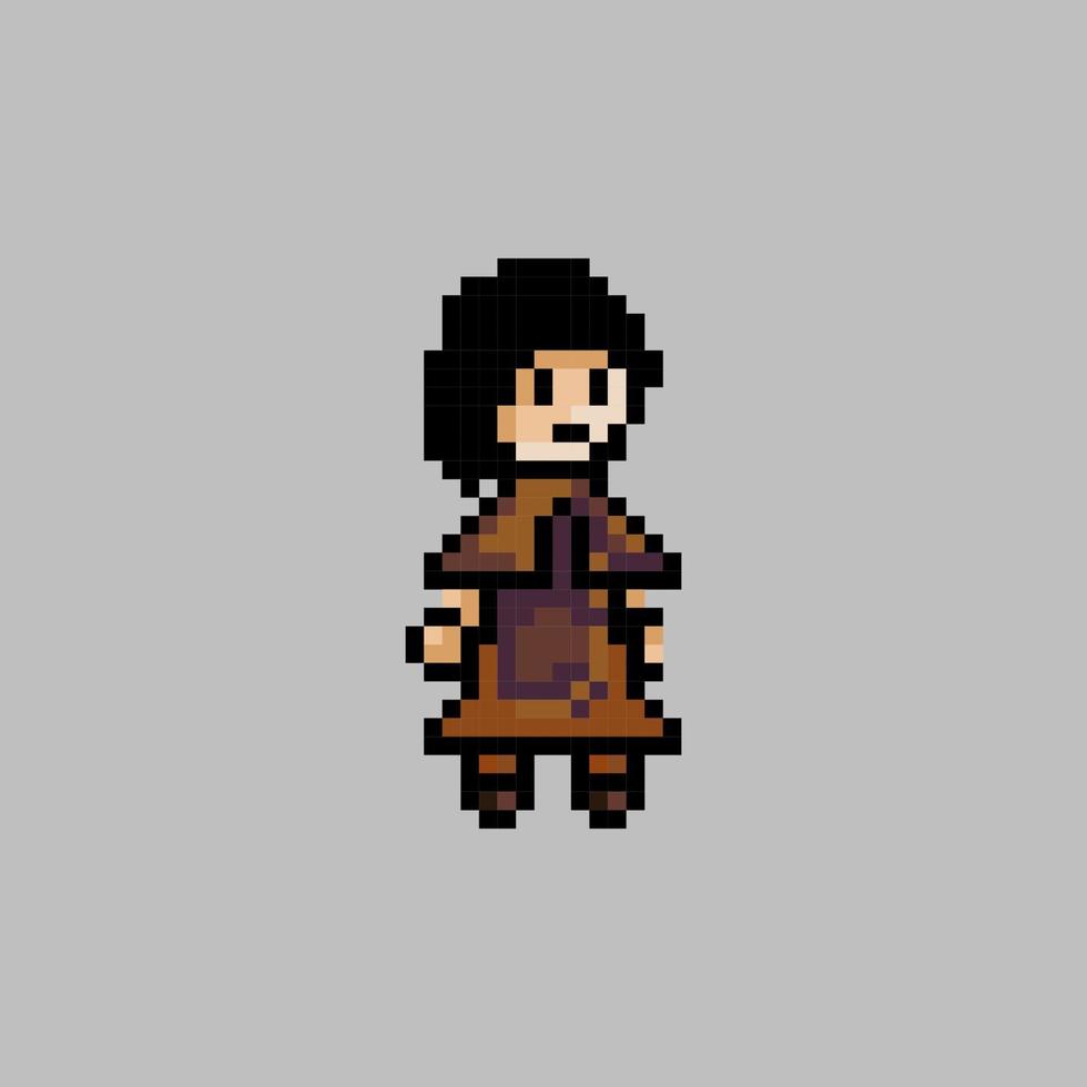 pixel art femme villageoise vecteur