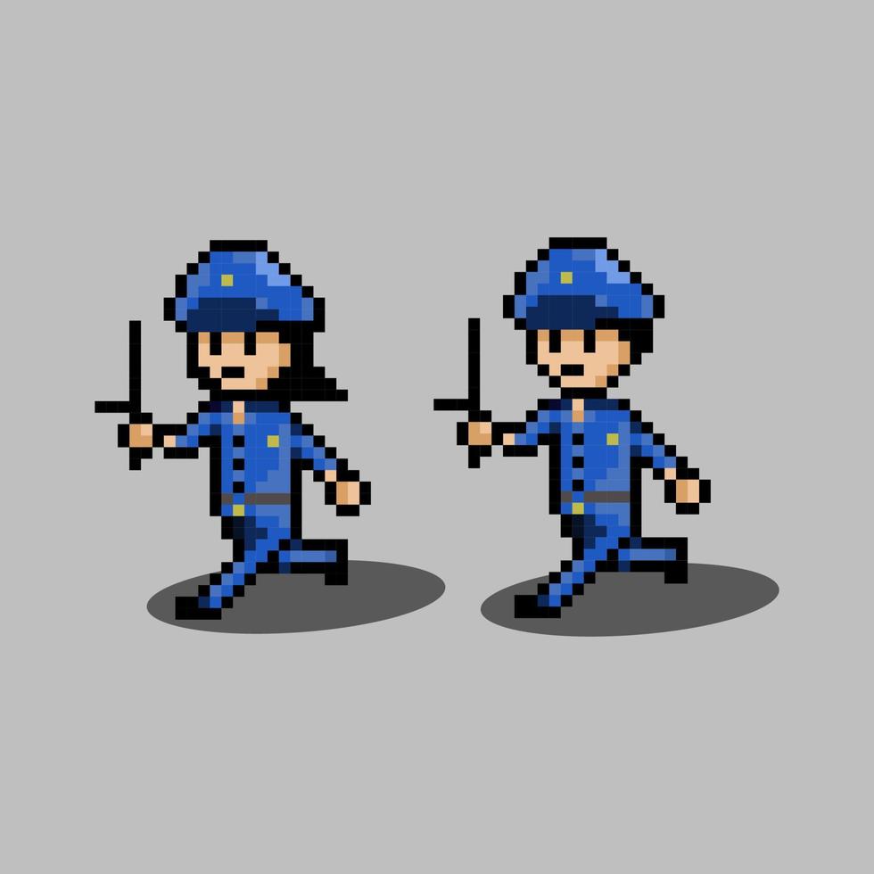 style pixel art, ancien style de jeux vidéo, police 18 bits de style rétro et vecteur de course policière