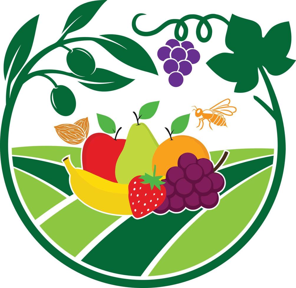 logo de la ferme fruitière vecteur