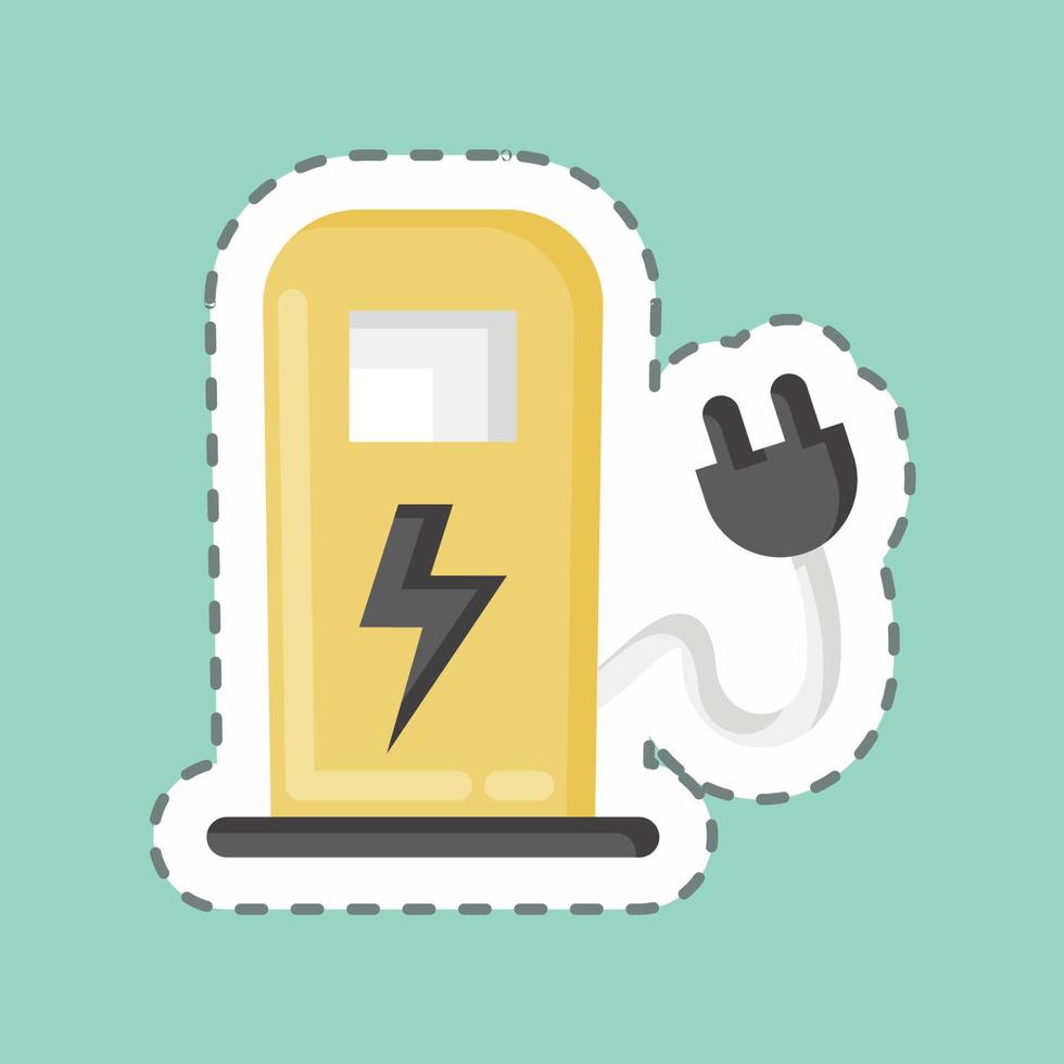 station de charge découpée en ligne d'autocollants. adapté au symbole automobile. conception simple modifiable. vecteur de modèle de conception. simple illustration
