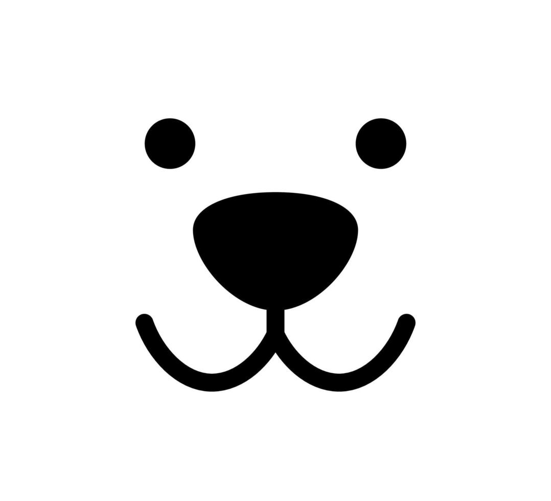 icône de visage de chien. yeux, bouche et nez de chien. visage de chat sourire heureux. icône pour animalerie. illustration vectorielle isolée sur fond blanc vecteur
