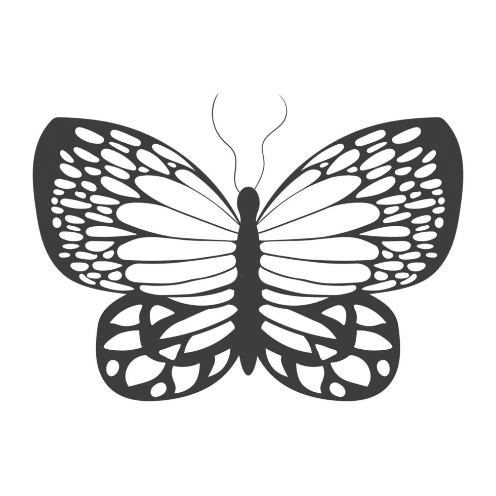 Une silhouette noire abstraite d'un joli papillon isolé sur fond blanc vecteur