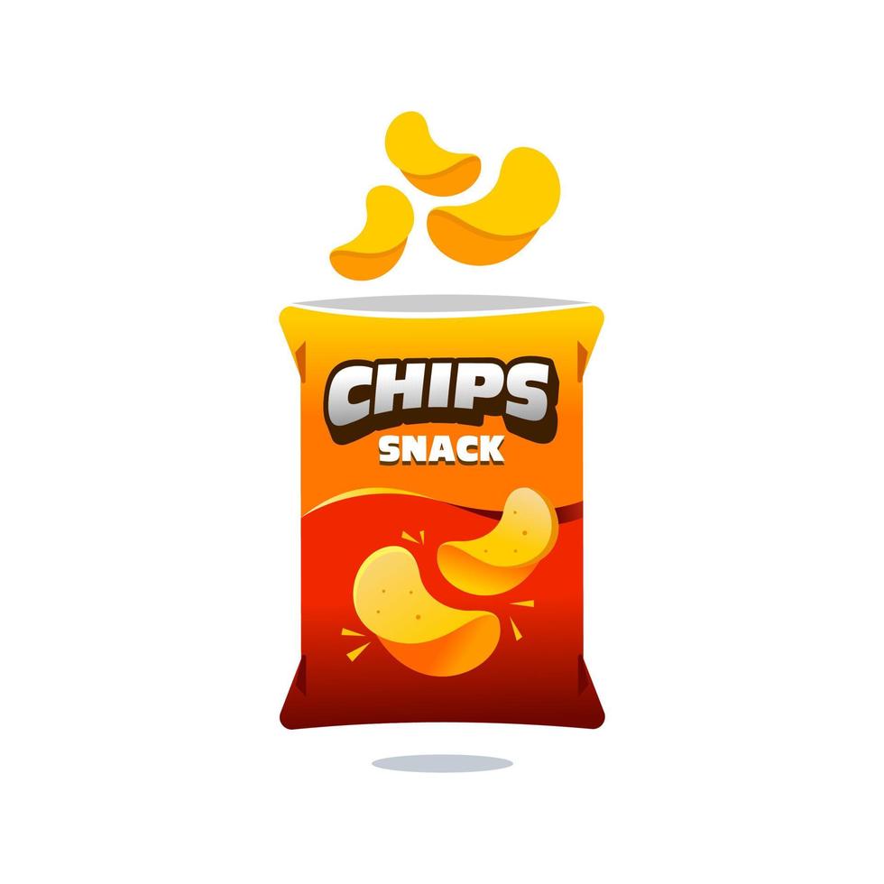icône d'illustration de conception d'emballage en plastique de sac de chips de collation 3d réaliste pour les entreprises alimentaires et de boissons, vecteur de logo d'élément de marque de collation de pomme de terre.