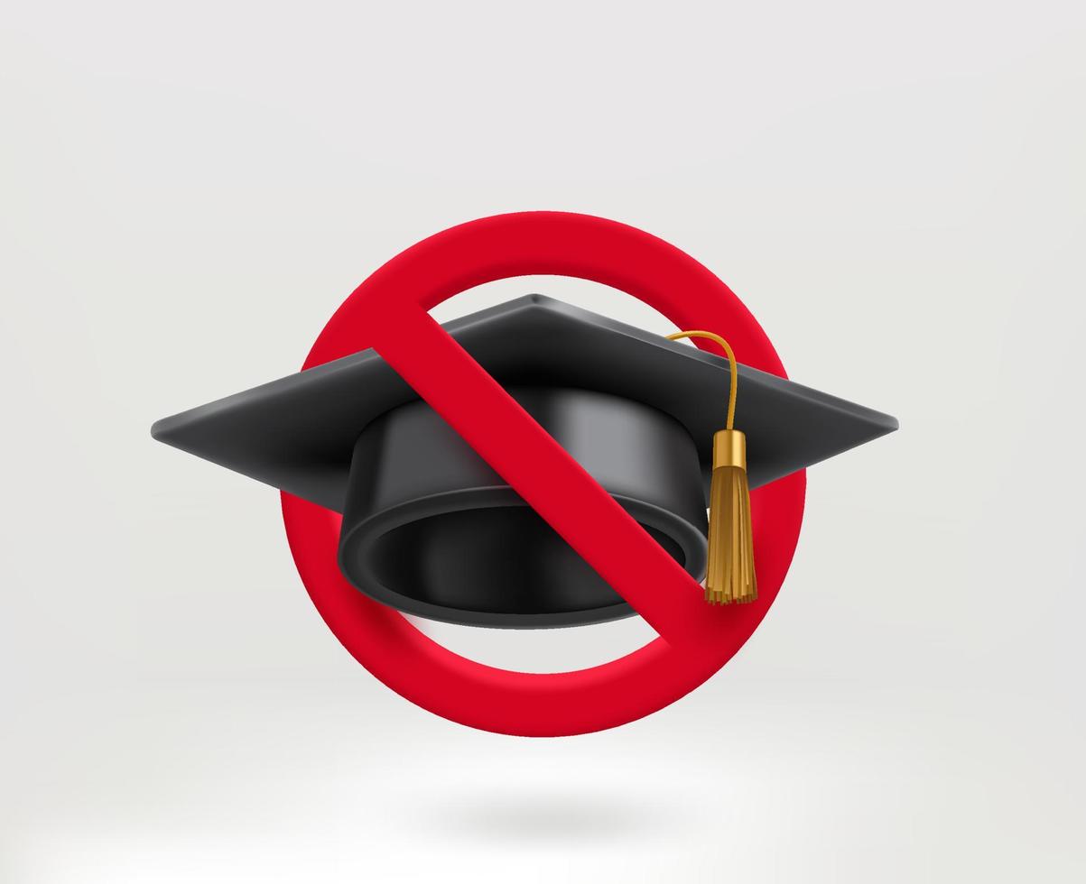 pas de concept de graduation et d'éducation avec cap de graduation. illustration vectorielle 3d vecteur