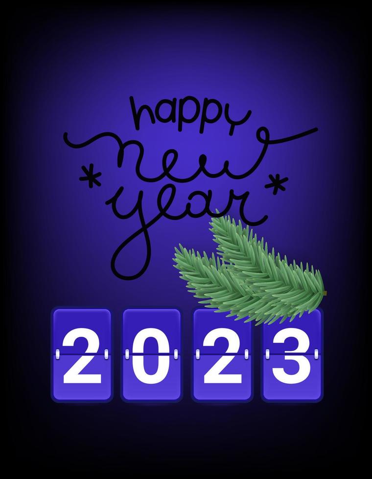 bonne année 2023. bannière de vecteur 3d avec inscription calligraphique