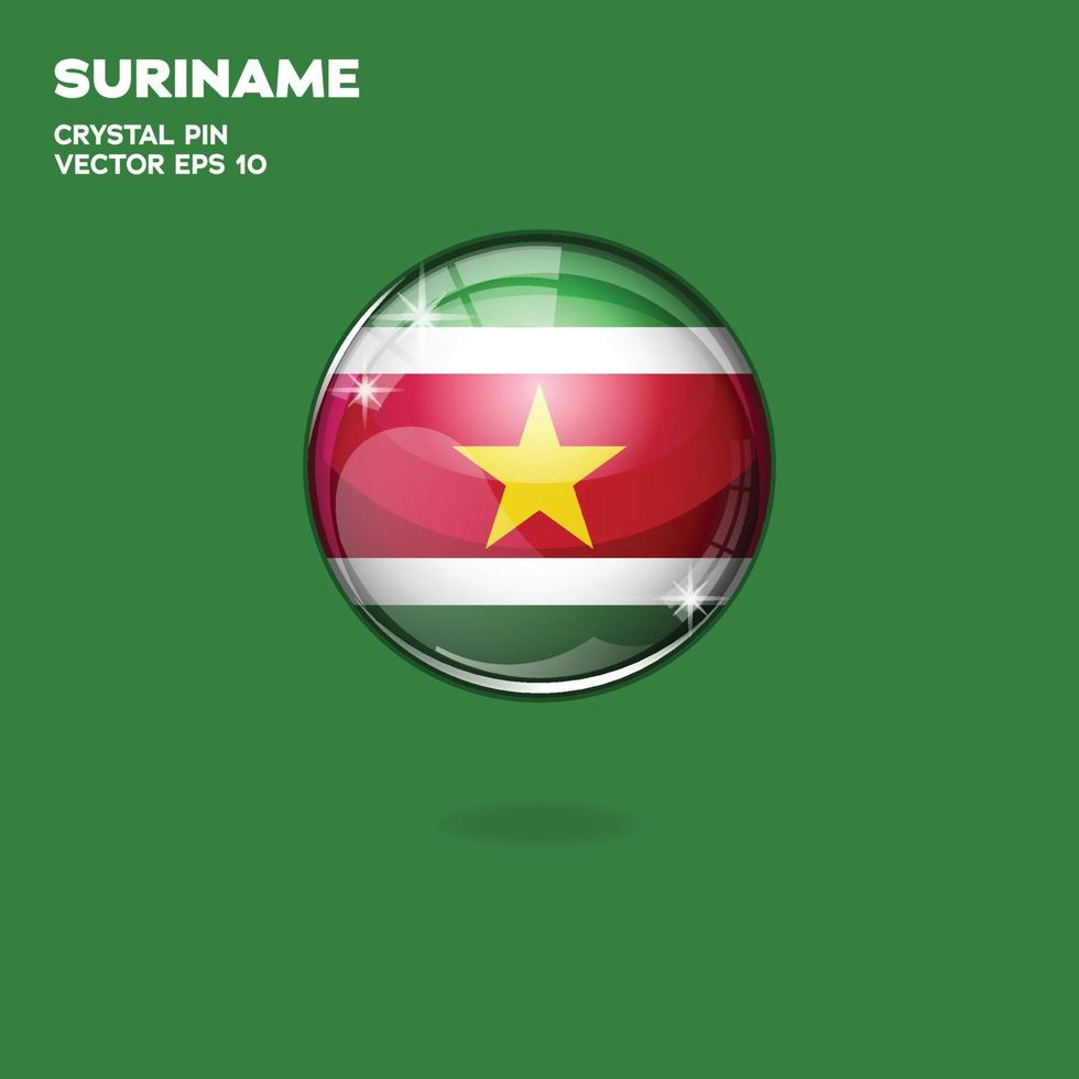 drapeau du surinam boutons 3d vecteur