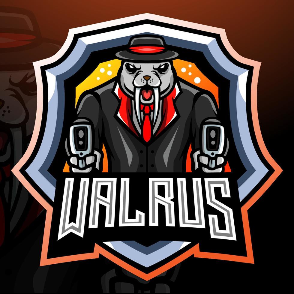 mascotte d'artilleurs de morse. création de logo esport vecteur