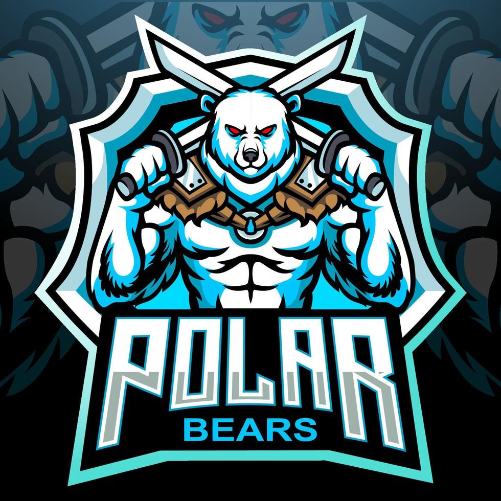 mascotte d'ours polaire. création de logo esport vecteur