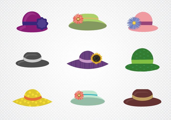 Vecteur de chapeau de femmes colorées en couleur