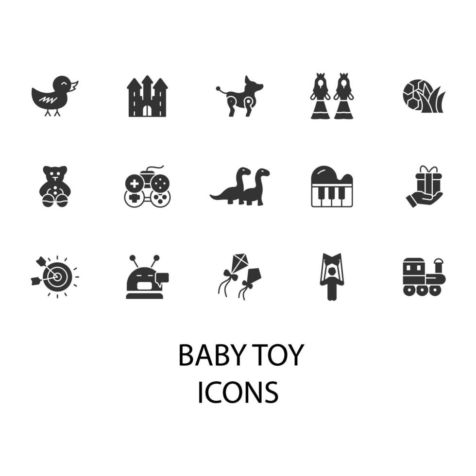 ensemble d'icônes de jouets pour bébés. Éléments vectoriels de symboles de pack de jouets pour bébés pour le web infographique vecteur