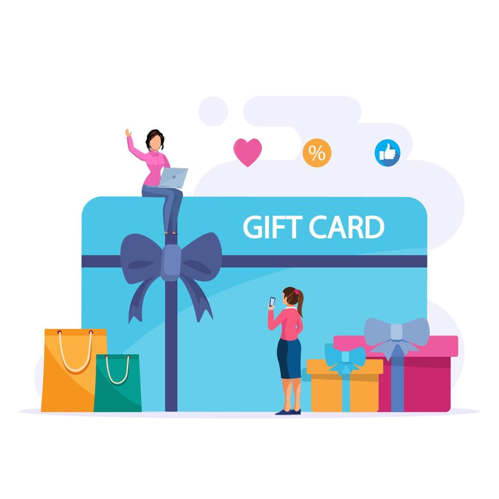 concept de vecteur de carte-cadeau. carte-cadeau et stratégie de promotion, chèque-cadeau, coupon de réduction et concept de certificat-cadeau.
