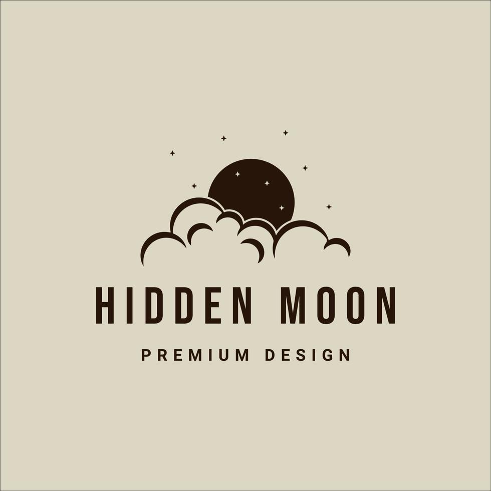 lune avec logo vectoriel nuage design graphique d'icône de modèle d'illustration minimaliste vintage. lunaire avec signe astrologique ou symbole avec un style rétro simple