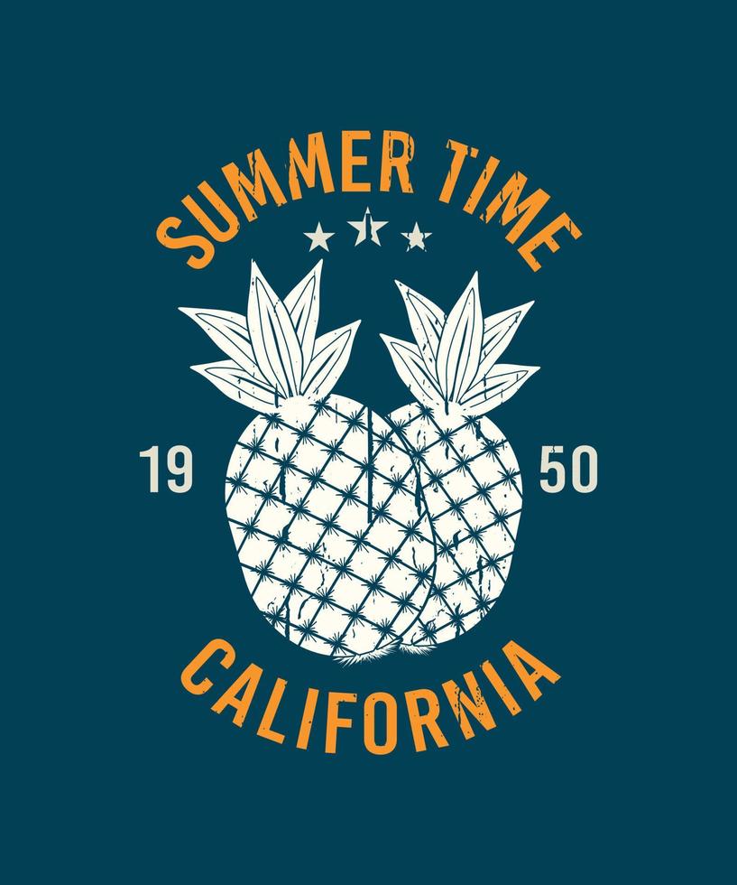 heure d'été californie ananas création de logo d'été vecteur