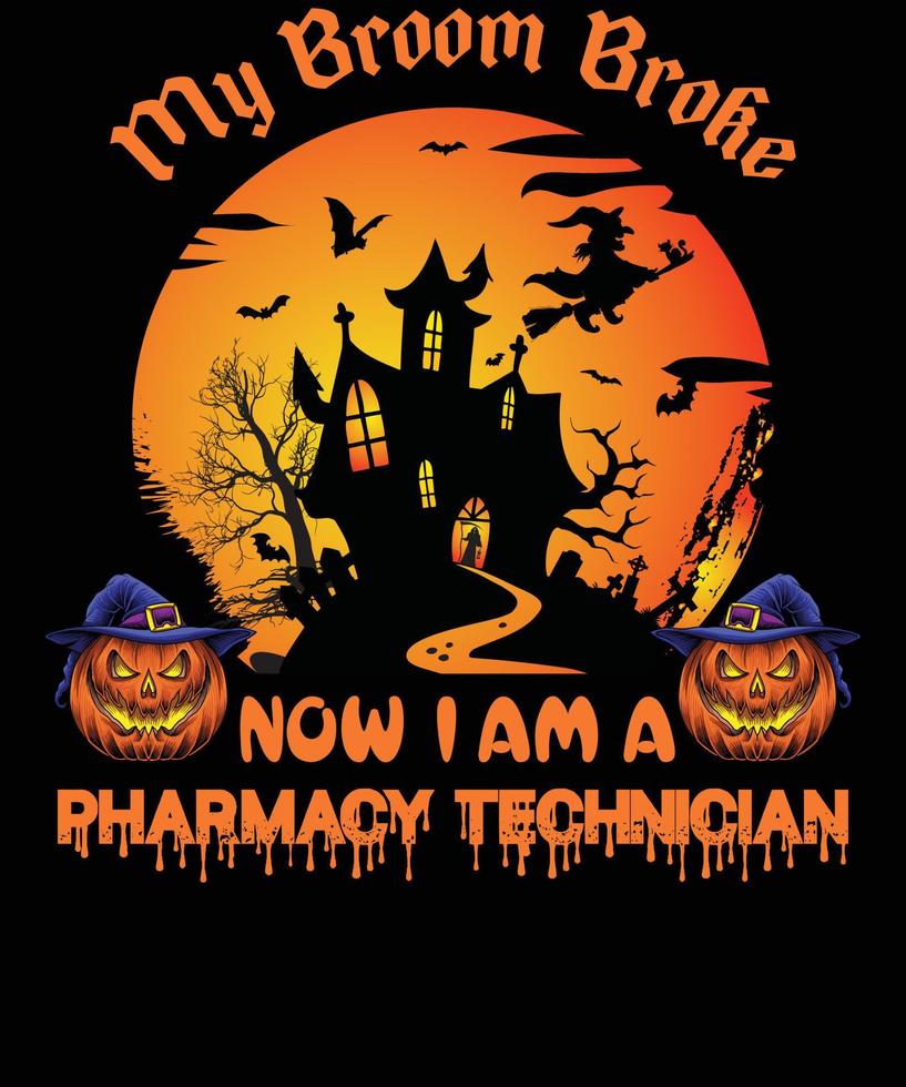 conception de t-shirt de technicien en pharmacie pour halloween vecteur