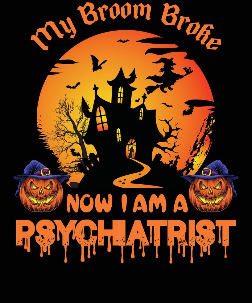 conception de t-shirt psychiatre pour halloween vecteur