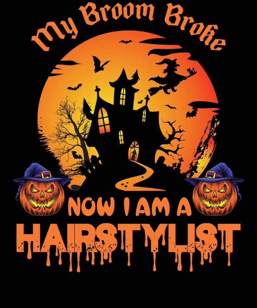 conception de t-shirt de coiffeur pour halloween vecteur