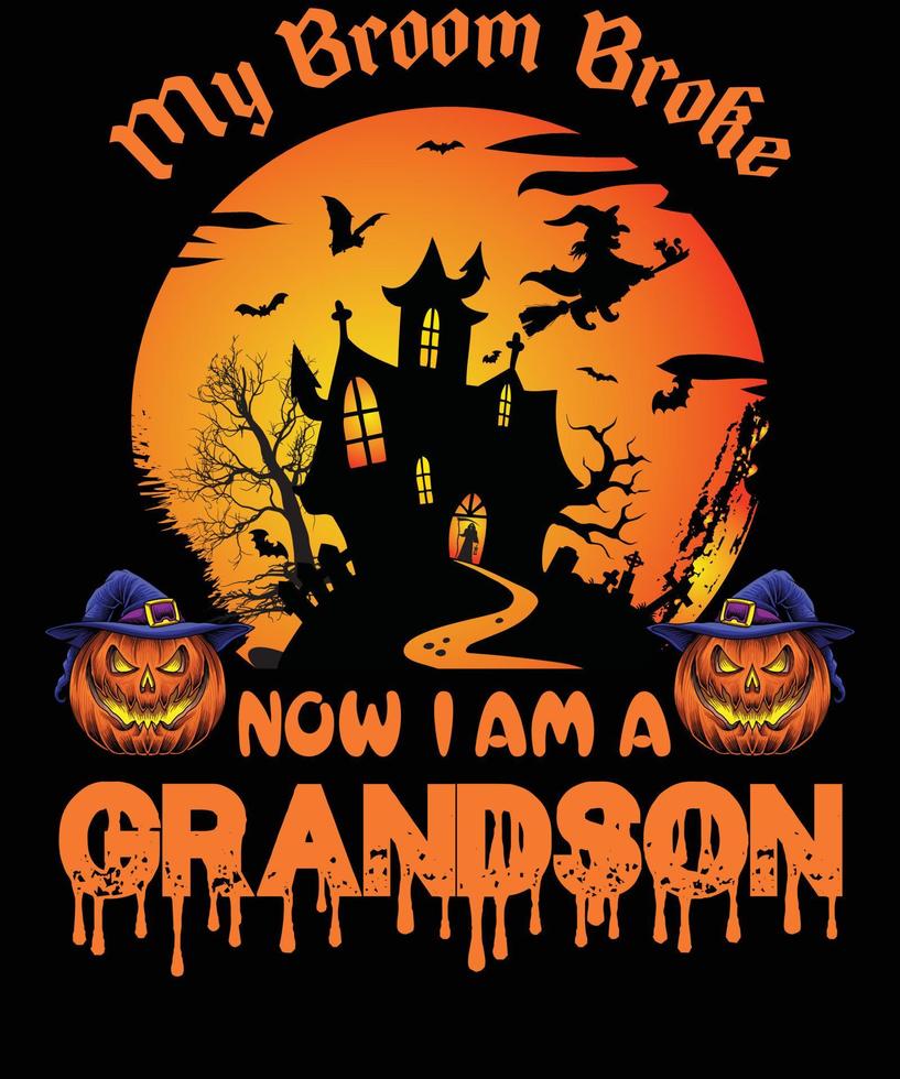 conception de t-shirt petit-fils pour halloween vecteur