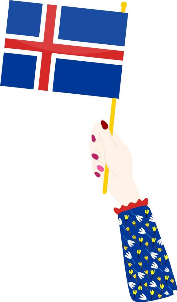 vecteur de drapeau d'islande dessiné à la main, vecteur de couronne islandaise dessiné à la main