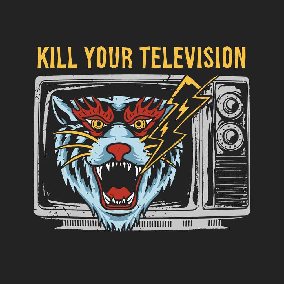 tigre en colère dans l'illustration de la télévision vecteur