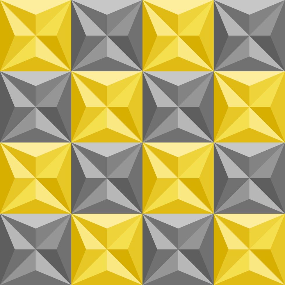 motifs à carreaux formes 3d triangles carrés jaunes et gris vecteur