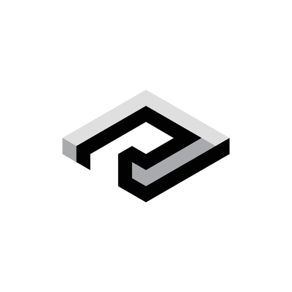 lettre r logo créatif moderne isométrique vecteur