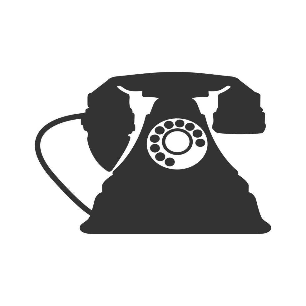 silhouette noir et blanc d'un vieux vecteur de téléphone vintage