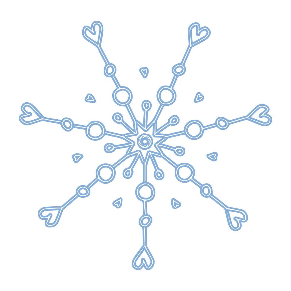 illustration de vecteur de flocon de neige bleu fantaisie élégant isolé sur fond blanc