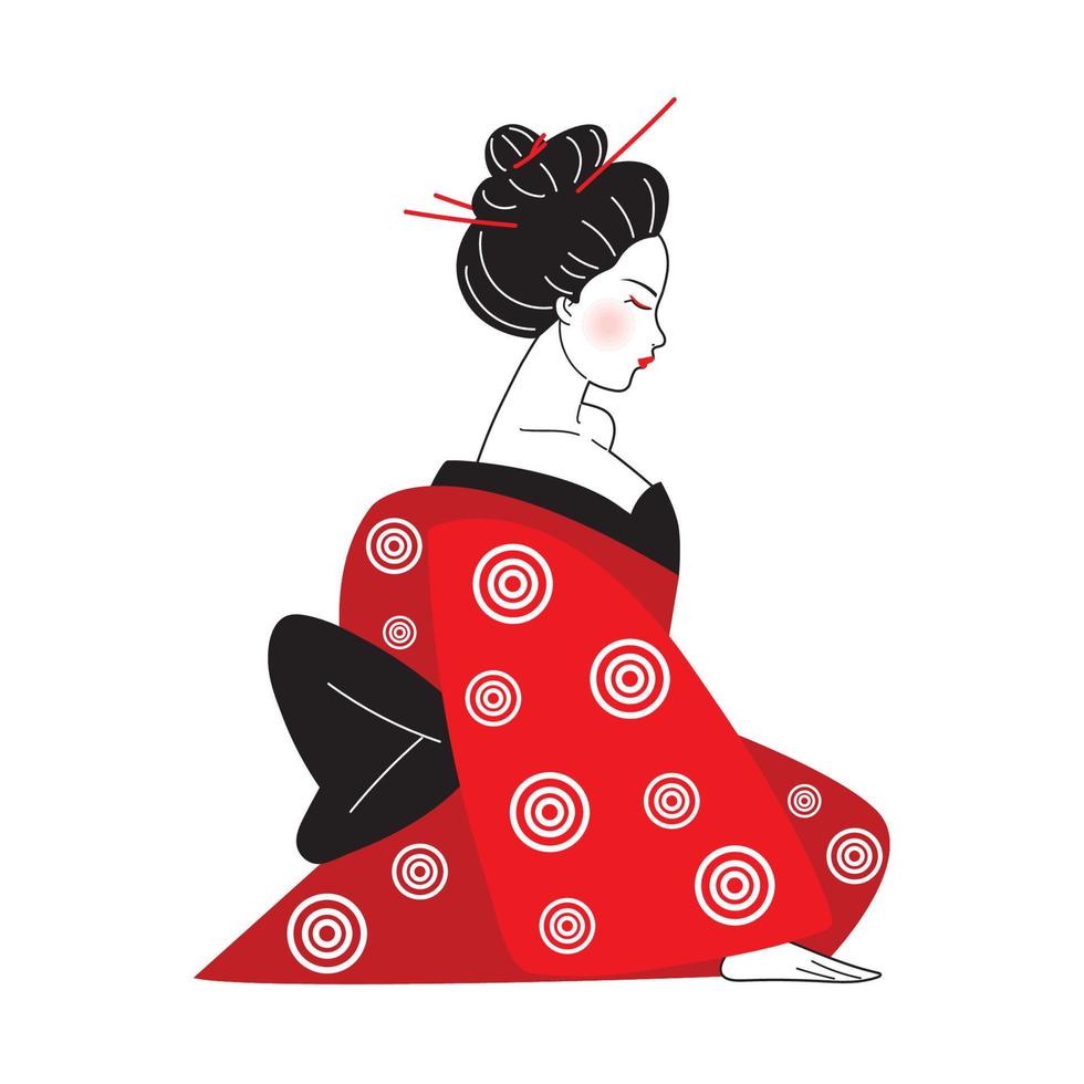 geisha en costume traditionnel vecteur