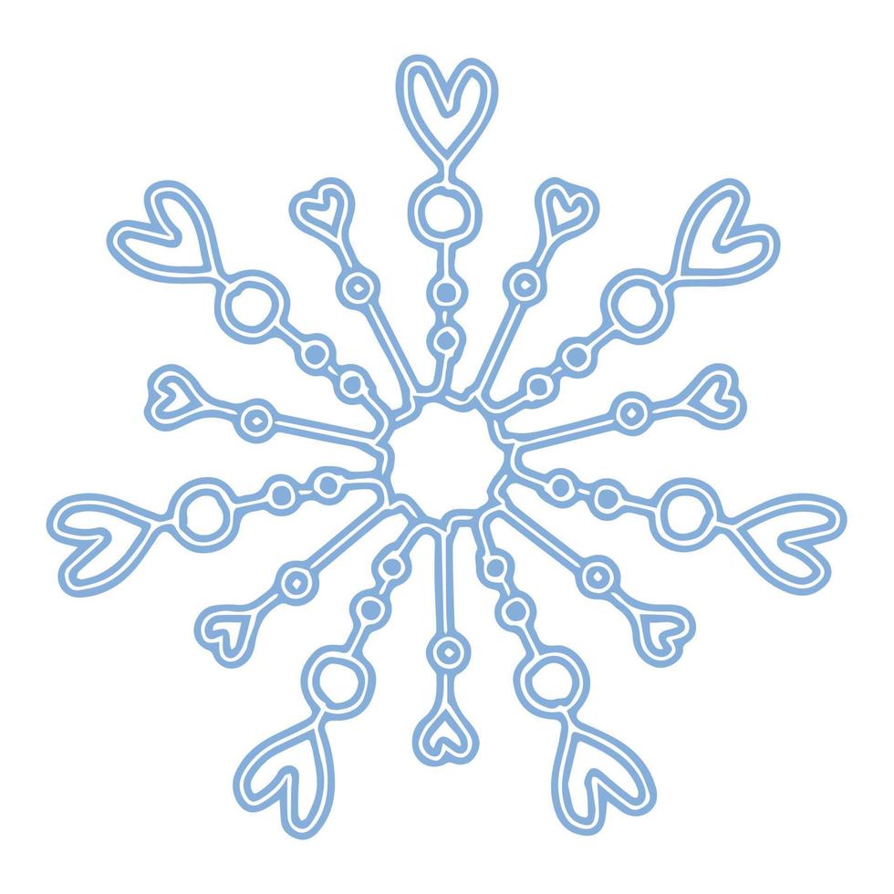 illustration de vecteur de flocon de neige bleu fantaisie isolé sur fond blanc