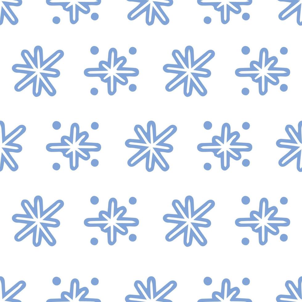 modèle sans couture de vecteur snowfkake enfantin dans les couleurs blanches et bleues